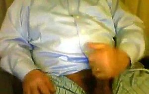 Dad big cock cums on shirt