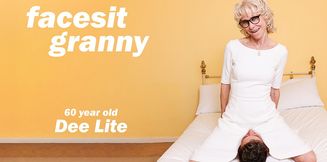 60 year old grandma Dee Lite loves to facesit the boy next door who loves her old pussy on his face
