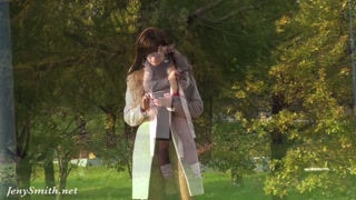 Jeny Smith seamless pantyhose public flash