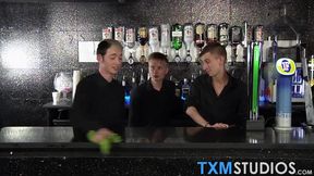 Hot and horny big dick twinks fucking behind the bar