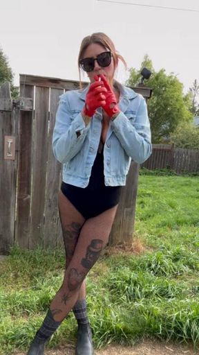 Work boots and a jean jacket