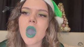 Seductive Elf Smoking Green Lipstick Cig Puffs
