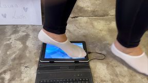 Crush brand new tablet with socks sneakers and heels!