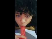 Big Ass Femboy gives a Blowjob to a Dildo