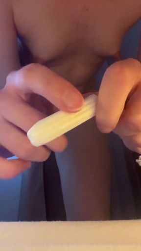 Tampon Insertion Close up - Russian Girl Stuffs Her Pussy with Dirty Talk