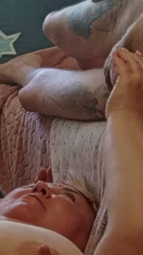 I jerk off my dick and cum in my mother-in-law's mouth   Clip 1