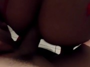 Reverse cowgirl recorded from behind
