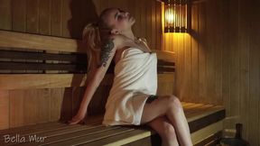 She wanted to relax in sauna but got a fat cock to work at