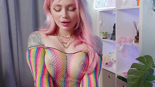 My STEPSISTER Get On A Rainbow Costume And Make Me CUM On Her FACE