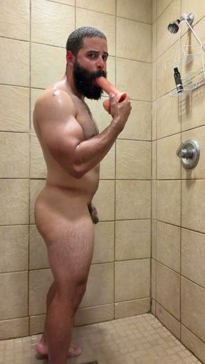 Muscle Cub with Dildo in Gym Showers