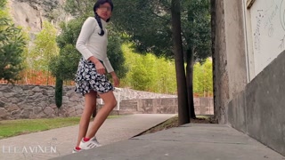 Squirt masturbation in park