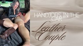 in the car leather handjobs