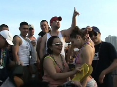 Bitches go wild and show off their tits during spring break parties