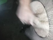 Crossdresser under bridge blows a load of cum