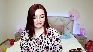 Redhead webcam girl NicolPot performing solo for fans