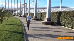 Flashing in Sochi 2014 Olympic park-walk with RoseRedRus.