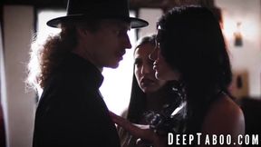 Spencer Bradley & Mona Azar get naughty as priest & priestess try to satisfy their hairy pussy craving