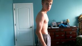 Adorable Blond Teenboy Flexes