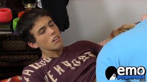 Kinky blonde emo cums after hard fucking with cute twink
