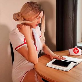 German Nurse Lauren help Guy with Sex to get a Sperm sample