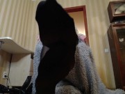 Smell feet in nylon stockings after a long day (custom video)