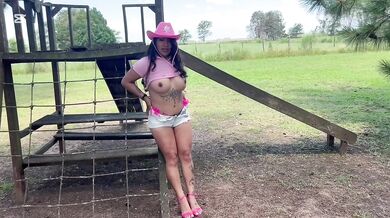 A cowboy farmer splits my tight cunt while my husband watches his big cock plow me raw