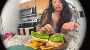 Giantess Eats Tiny Man in a Sandwich with Burping, Tease, and Vore POV with Goddess Lust