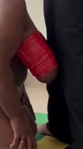 Ebony BBW Gimp In Heavy Breast Bondage Gets Dominated By White Dom   Clip 1