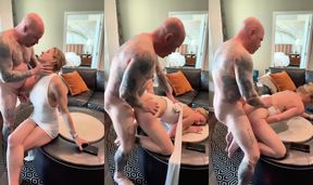 Fucked hard from behind before going out to dinner