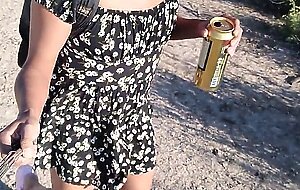 Beautiful ladyboy in mini dress walks in public wearing very hot sandals