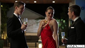 Brunette VIXEN Tori Black sucks and rides two cocks