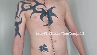 Multiple cock rings on ginger penis