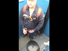 Bearded Hunk Strokes Cock Outdoors in a Porty Potty