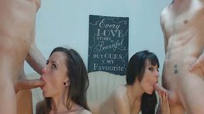 Pretty Babes in Hot Foursome Amateur Sex