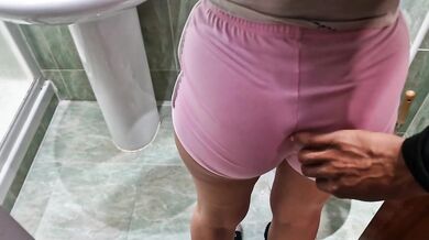 Stranger pays me to play forbidden touching games while he rubs his hard cock on me in the hotel bathroom