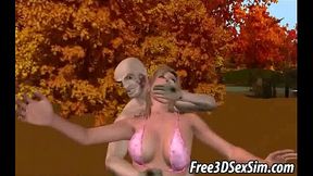 Sexy 3D Cartoon Hottie Gets Fucked Outdoors With Hardcore Blowjob Action