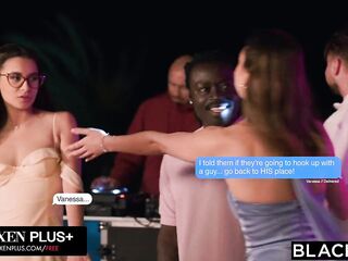 BLACKED BBC-Hungry Besties Elena Vedem,Vanessa Alessia, & Sophie Weber Take Turns Riding Freddy's Biggest Dong