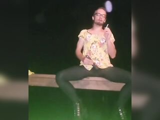 Outdoor sissy clitty play