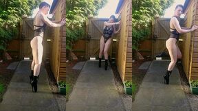 ballet boots out in the garden. it s amazing how much the slight slope of the path adds to the difficulty when i am walking t...