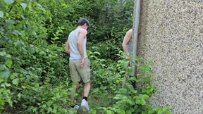I Fucked My Gay Bitch Bareback Behind the Utility House and Came on His Boy Pussy