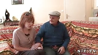 Redhead slut anal fucked in 3some with GrandPa