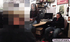 Freaky brunette lesbian thief willing to take huge cock in the shop