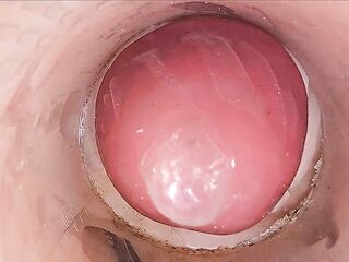 The Camera in the Unfathomable Cunt Records a Biggest Spunk fountain of Jizz Into the Fuck-rubber