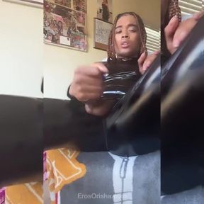 BIG DICK TRANS HOTTIE strokin in LATEX bodySuit