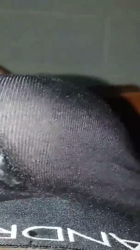 Jerking off my big uncut cock until I cum inside my black underwear and let the cum leak through them - Camilo Brown   Clip 1