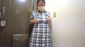 A Married Woman Masturbating Passionately in Front of the Entrance