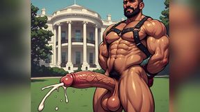 Muscular Boxers Naked and Cumming Outside White House Ai Art