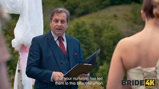 BRIDE4K. Blonde bride with natural tits enjoyed a good fuck on her kinky wedding