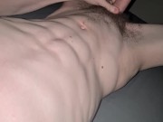 Slapping my huge twink cock against my abs and pre Cumming