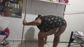 Fat mother-in-law cleans room part 2